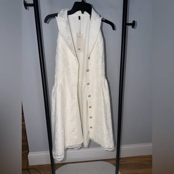 Motf Ivory Lace Button-Front Mini Dress | Sleeveless Collared | NWT | Size M - Picture 6 of 10
